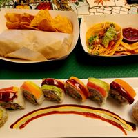 Rainbow Roll, Breakfast Burrito, and Loaded Taco. at Seed Ranger in Ventura