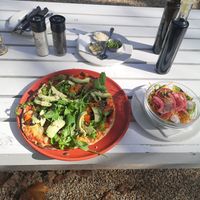 Medium pizza with a side salad. Very well made, nice and fresh at Col'Cacchio Pizzeria in Franschhoek