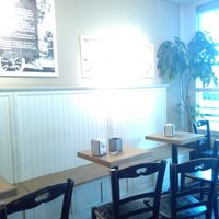 The seating area at Gelateria La Romana in Bergamo