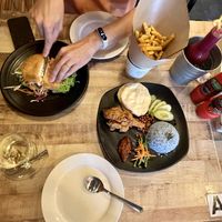 Main meals, fries and drinks   at Vegan Delights Cafe in Ipoh