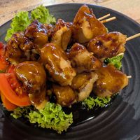 Chicken teriaky ist made of deep fried mushrooms at Vegan Delights Cafe in Ipoh