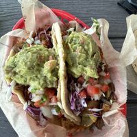 Tofu taco with guac added and fire vegetables with guac added.   at Tiki Tacos in Kapaa