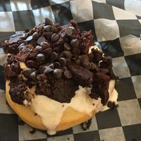 Roll with butterscotch frosting, brownie bits, and chocolate chips. delicious!! at Cinnaholic in Lancaster