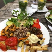 Dish of the day, and fresh tea  at Bolhoed in Amsterdam