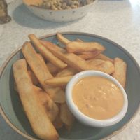 Delicious fries with 1000 island at Wicked Willow in Stevens Point
