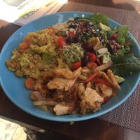 Great Budda Bowl with Heura Chicken at El Brot in Alp