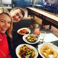 Harvest bowl, sweet pt fries, Brussels sprouts, pretzel with mustard! at Great Dane Pub & Brewing Company in Madison