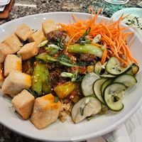 Korean bowl with tofu no egg at Great Dane Pub & Brewing Company in Madison