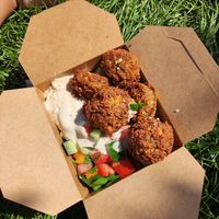 Falafel box at Edna's Kitchen in Bristol