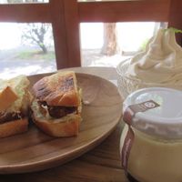 Tempeh sandwich, ice cream, pudding  at Medel Deli  in Tokyo