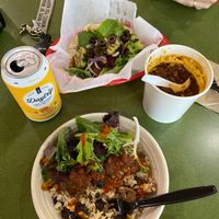 All vegan! Chili, burrito bowl & falafel   at Golden Harvest Herban Farm and Bakery in Port Orford