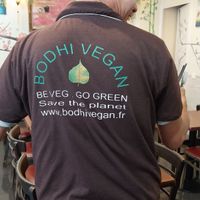 Environmental and peace activist at Bodhi Vegan in Paris