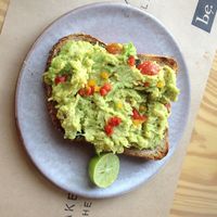 mashed avo on toast  at Be Good To You in Cairo