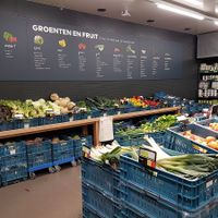 fresh fruits and vegs in coooled section at Bio-Planet in Kortrijk