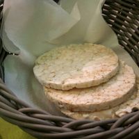 Gluten free "bread" = rice cakes at Piperita in Casalnuovo Di Napoli
