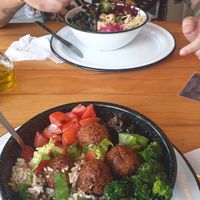 Salad bowl with chickpea falafel at NAAY in Holbox
