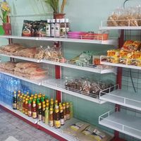 little store with soy granulate and home-made tofu crackers at Ahan Jay Taan Bun in Mukdahan