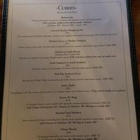 Menu  at Viceroy in Durham