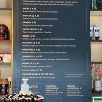 Savoury menu - vegan options labeled 'v' at Oatopia - Kiosk in Croydon