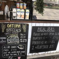 Well labelled vegan options , vegan milks  at Oatopia - Kiosk in Croydon