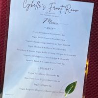 Vegan brunch menu at CyBelle's Front Room in San Francisco