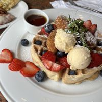 Chicken + waffles (Sunday brunch)  at CyBelle's Front Room in San Francisco