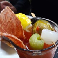 Vegan bloody mary complete with bacon at CyBelle's Front Room in San Francisco