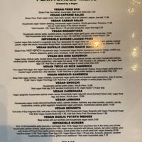 Front side of the menu  at CyBelle's Front Room in San Francisco