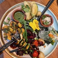 Mix of starters  at Golden Temple in Amsterdam