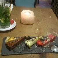 Trio of raw cheese cakes at Golden Temple in Amsterdam