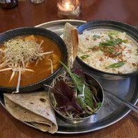 Tofu tikka masala: vegan version (you need to specify vegan despite the vegan marking on the menu!): quite good, but too spicy for me at Golden Temple in Amsterdam