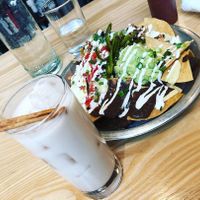 Horchata and jackfruit nachos! at BoltCutter in Salt Lake City