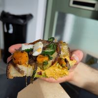 Veg and feta hash on toast at Square Roots in Whitley Bay