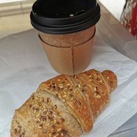 Perfect start to the day. Blueberry jam croissant and coffee at Square Roots in Whitley Bay