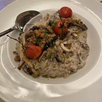 Lovely wild mushroom risotto  at A Fabrica in Praia Da Luz