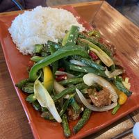 Green beans w “beef”   at Veggie House in Salt Lake City