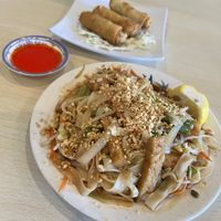 Tofu pad Thai and “egg” rolls   at Veggie House in Salt Lake City