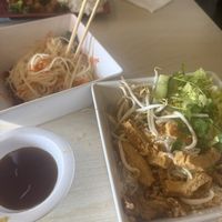 Papaya salad and vermicelli bowl (I already started eating)  at Veggie House in Salt Lake City