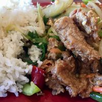 #E8 Sautéed Spicy w/Lemongrass & Basil Soy “Chicken”  at Veggie House in Salt Lake City