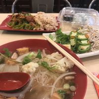 Tried different things so that I could take leftovers to my hotel.  Pho with tofu, Sauteed Spicy w/ Lemongrass & Basil with soy beef and Fresh Spring Rolls at Veggie House in Salt Lake City