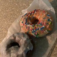 Chocolate w. Vanilla Glaze & A Classic - Vanilla w. Sprinkles ✨  at Dottie's Donuts - Queen Village in Philadelphia