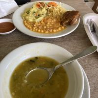 Plate of the day, also came with tea/ juice   at Loto Azul Vegetariano in Bogota