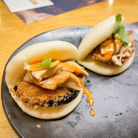 mushroom and aubergine vegan bao buns at Wagamama in Cambridge