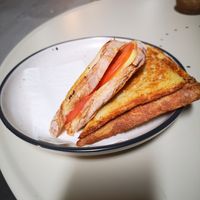 Ham, cheese and tomato toasted sandwich 100% vegan. Brilliant.  at Union Kiosk in Melbourne