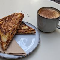 Specials jaffle and coffee at Union Kiosk in Melbourne