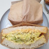 Curried egg sandwich $13.00: yum! at Union Kiosk in Melbourne