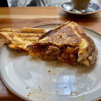 Spicy vegan beef toastie🌱😋  at Union Kiosk in Melbourne