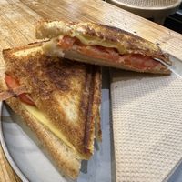 Cheese, ham and tomato jaffle  at Union Kiosk in Melbourne