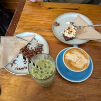 Yummy matcha and flat white at Union Kiosk in Melbourne