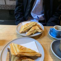 Cheese, tomato, dijoni jaffles - could eat it every morning at Union Kiosk in Melbourne